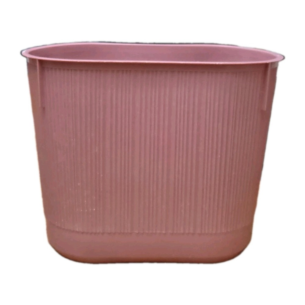 Vintage Rubbermaid Pink Ribbed Oval Trash Can Wastebasket 80s 90s